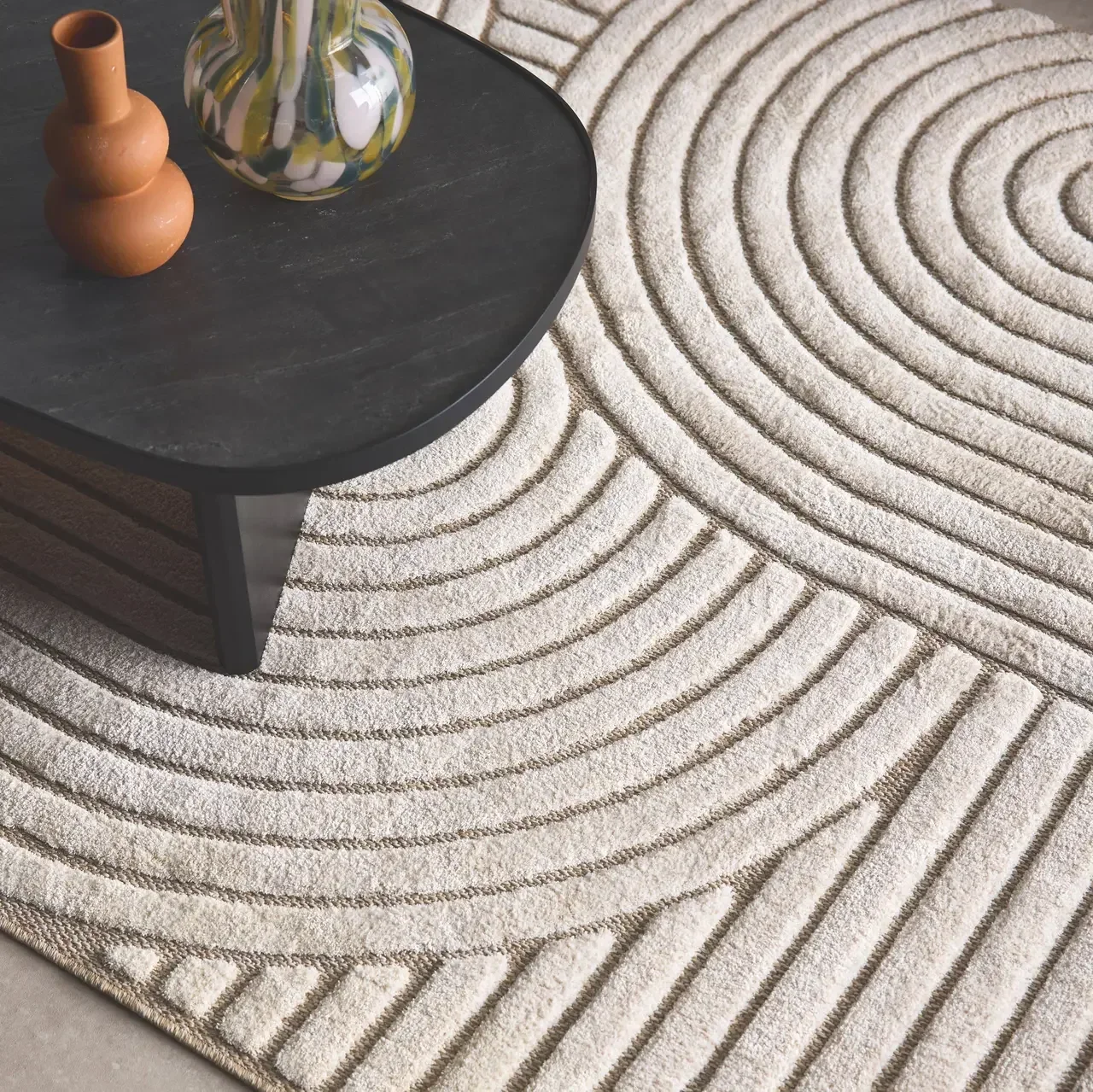 Tapis intérieur arches ethnique beige crème doux salon chambre