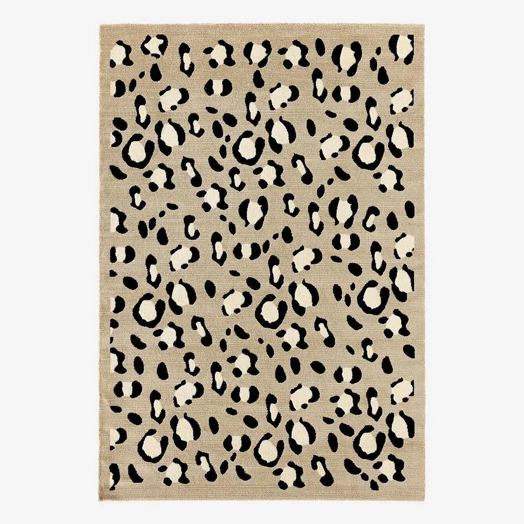 Beige Leopard Print Rug Wild Animal Pattern Soft and Trendy Indoor Carpet
