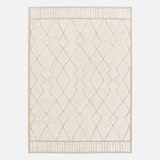 Tapis berbère beige crème ethnique doux salon chambre