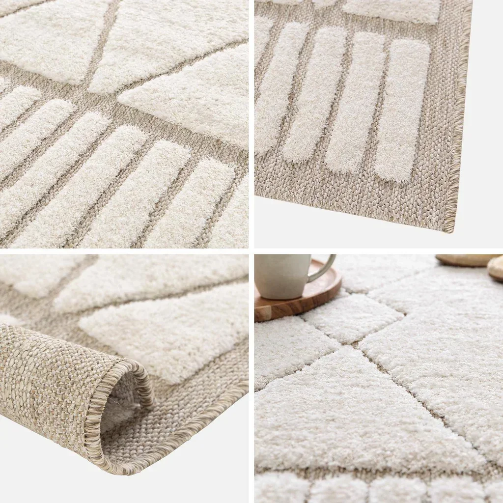 Tapis berbère beige crème style ethnique doux intérieur salon chambre