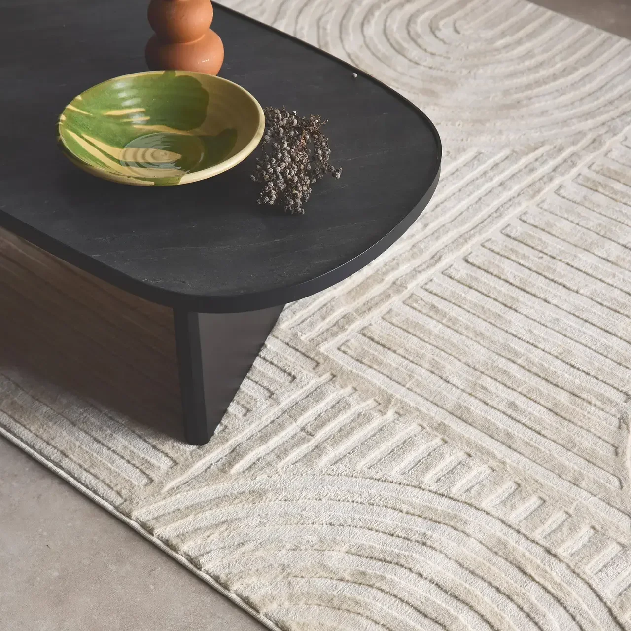 Tapis intérieur design arches créme motif géométrique moderne élégant salon chambre