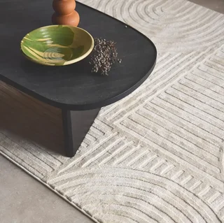 Tapis intérieur crème arches motif géométrique design moderne