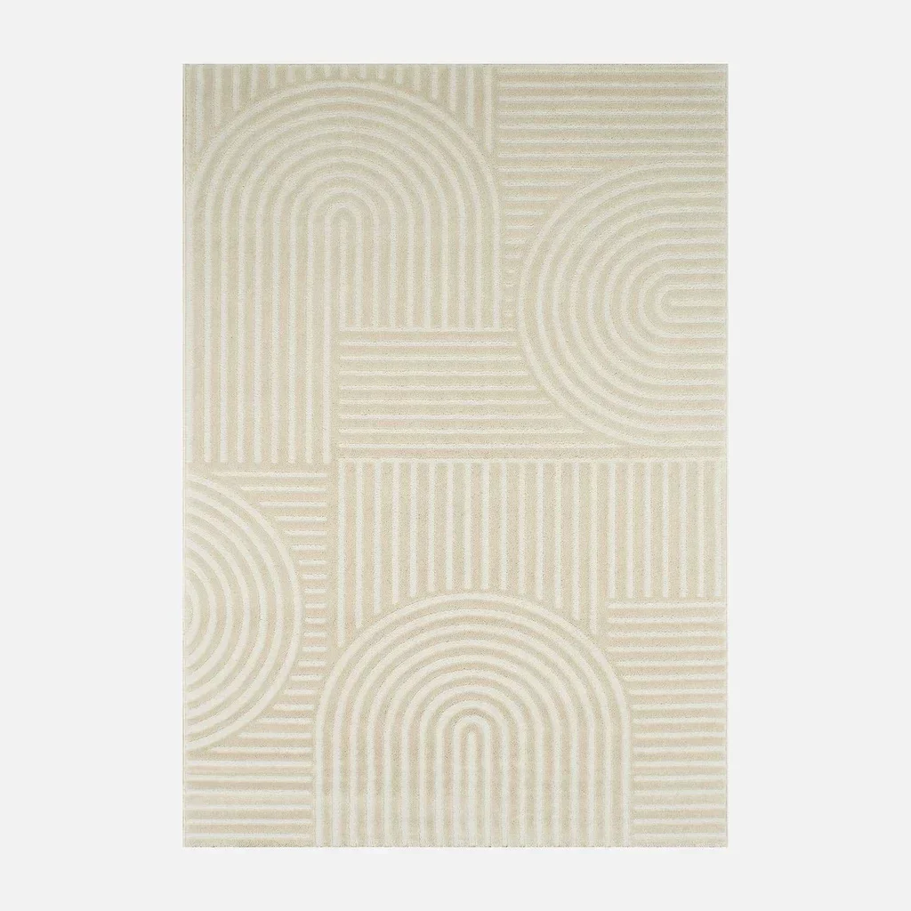 Tapis intérieur crème arches motif géométrique design moderne