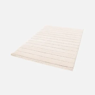Tapis intérieur design rayures horizontales écru Kelly avec franges