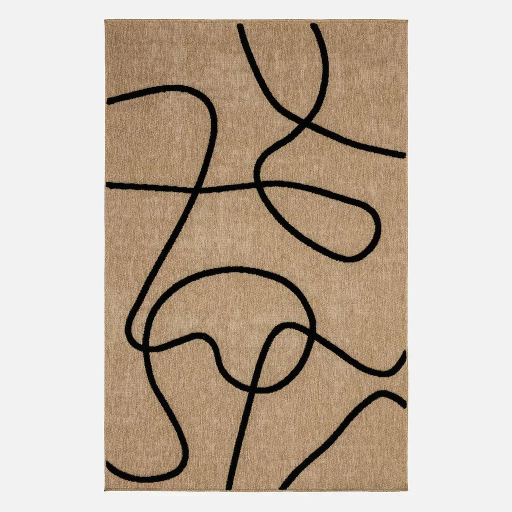 Tapis intérieur effet jute motif graphique noir en relief Thomas