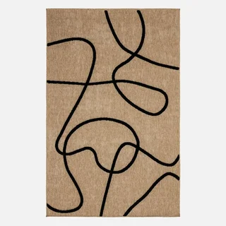 Tapis intérieur effet jute motif graphique noir en relief Thomas