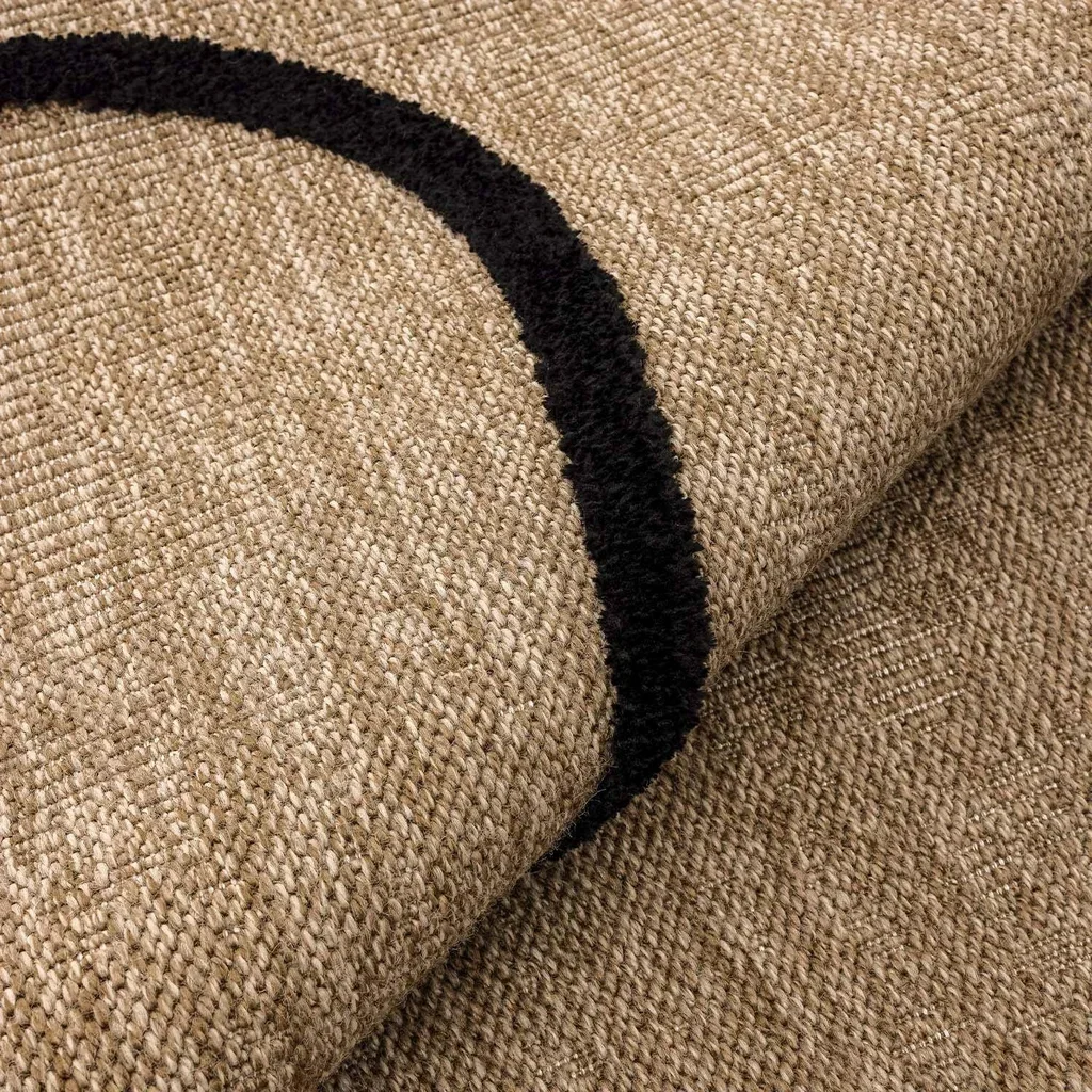 Tapis intérieur effet jute motif graphique noir en relief Thomas