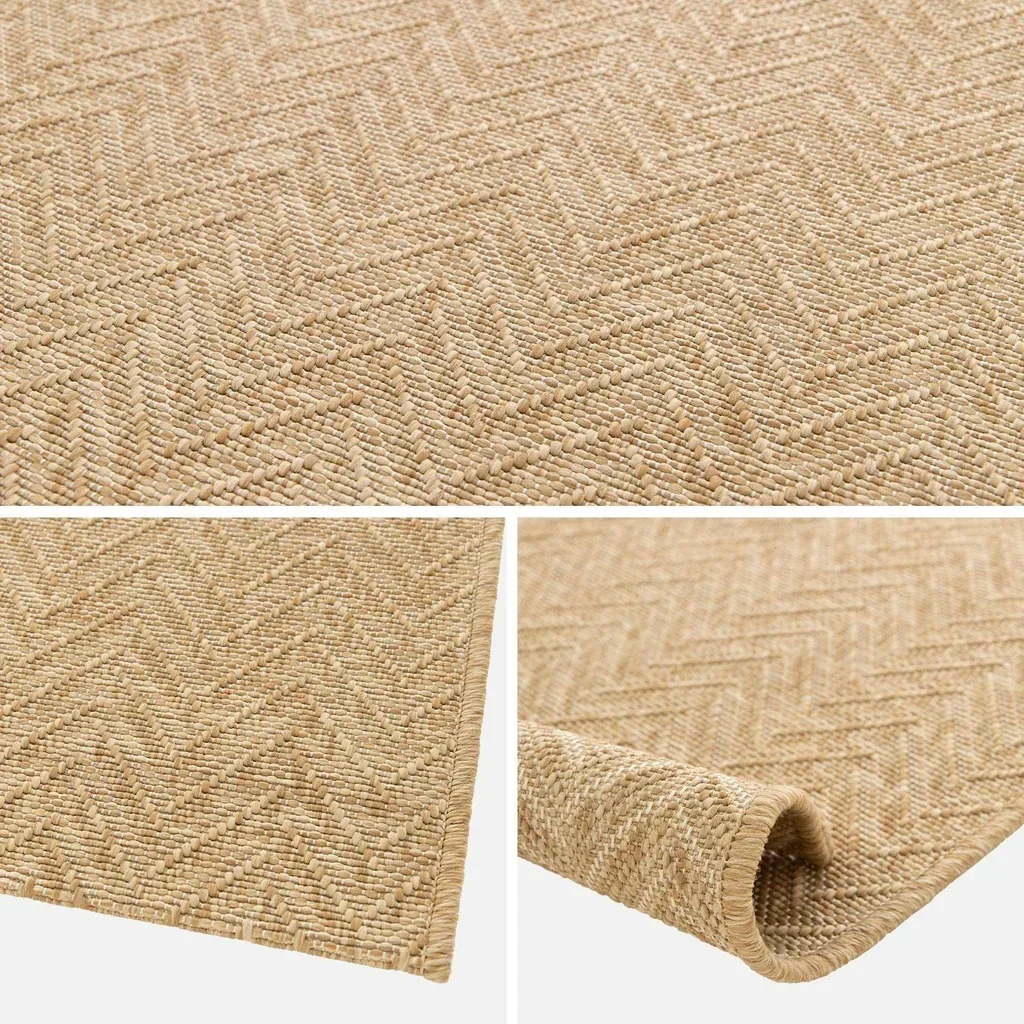 Tapis intérieur extérieur aspect jute coloris naturel motif chevrons
