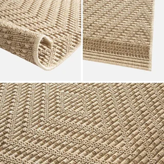 Tapete Interior Exterior Juta Cor Natural Padrão Losango Estilo Boho