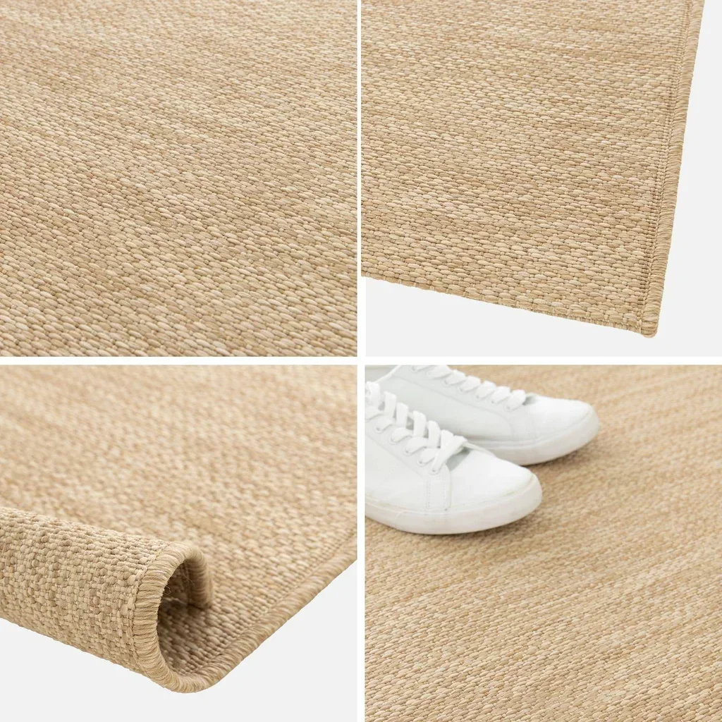 Alfombra Interior Exterior Aspecto Yute Color Natural Resistente UV