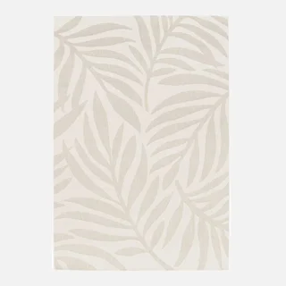 Tapis beige crème motif végétal intérieur extérieur résistant UV