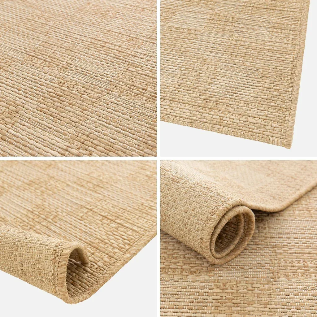 Tapete Juta Natural Xadrez Interior Exterior Resistente UV 120x170cm