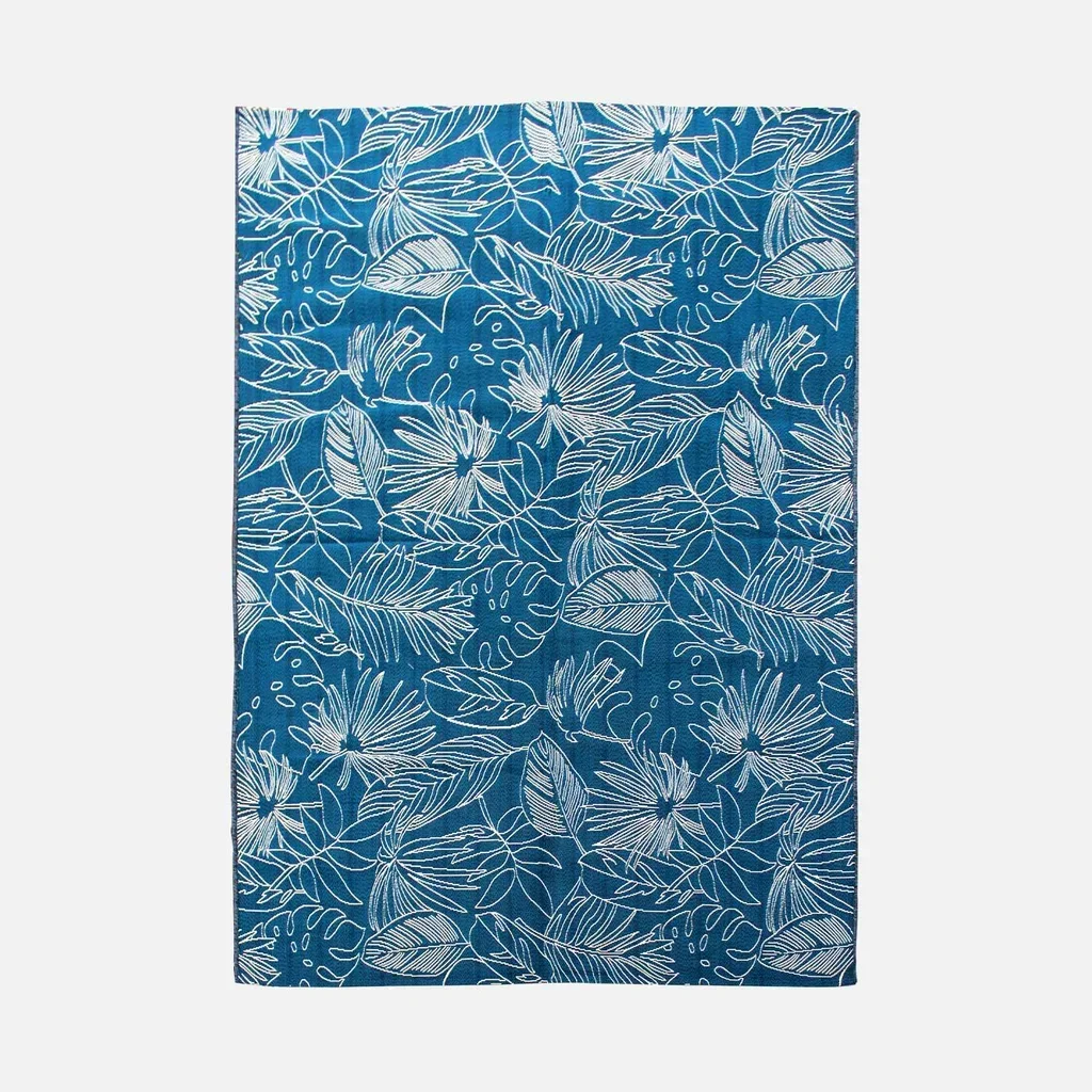 Tapis motif tropical bleu canard intérieur extérieur graphique
