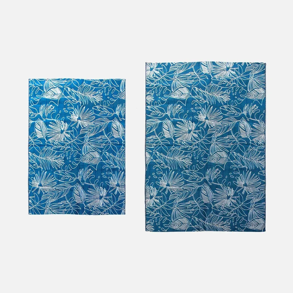 Tapis motif tropical bleu canard intérieur extérieur graphique