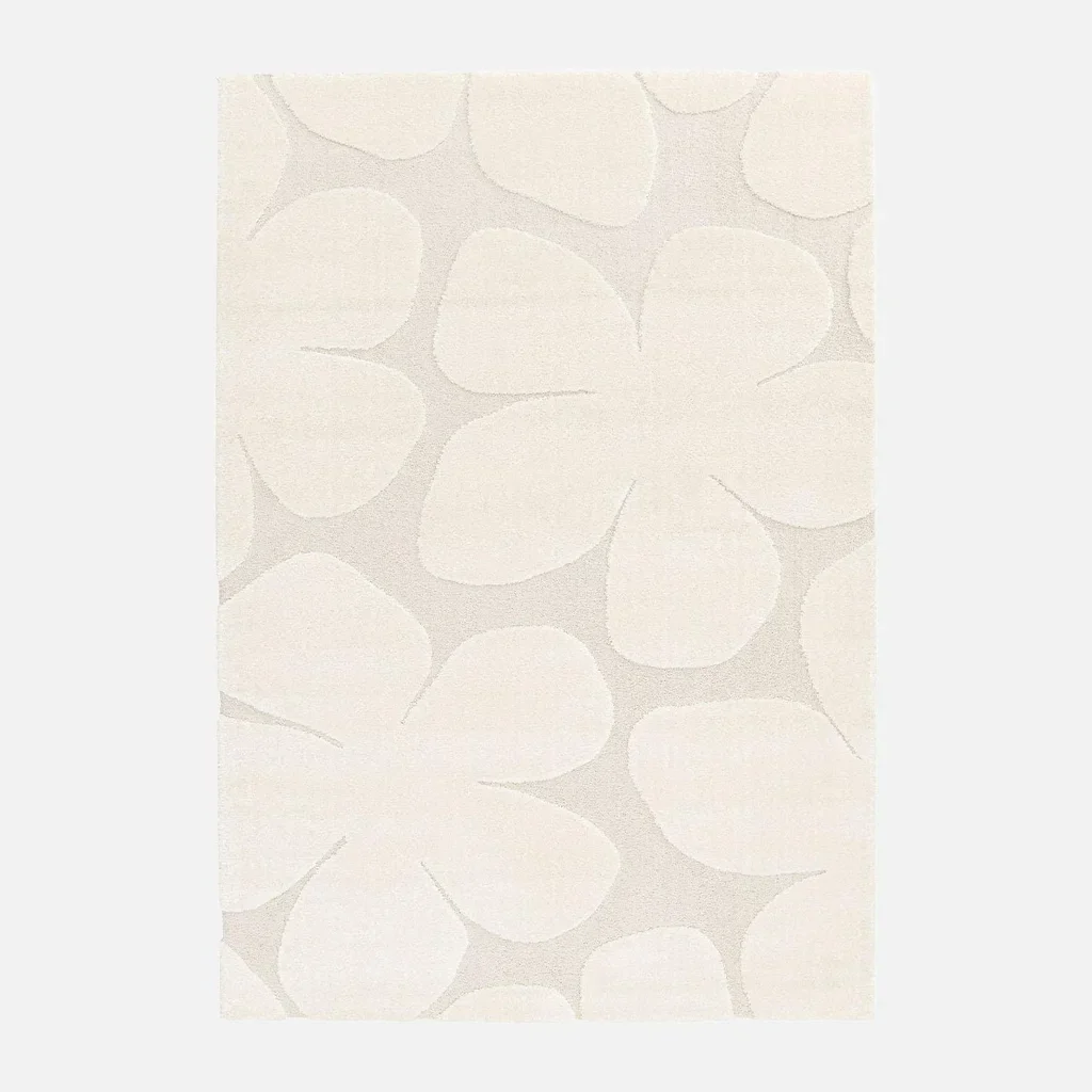 Tapis intérieur floral crème Betty style scandinave doux salon chambre