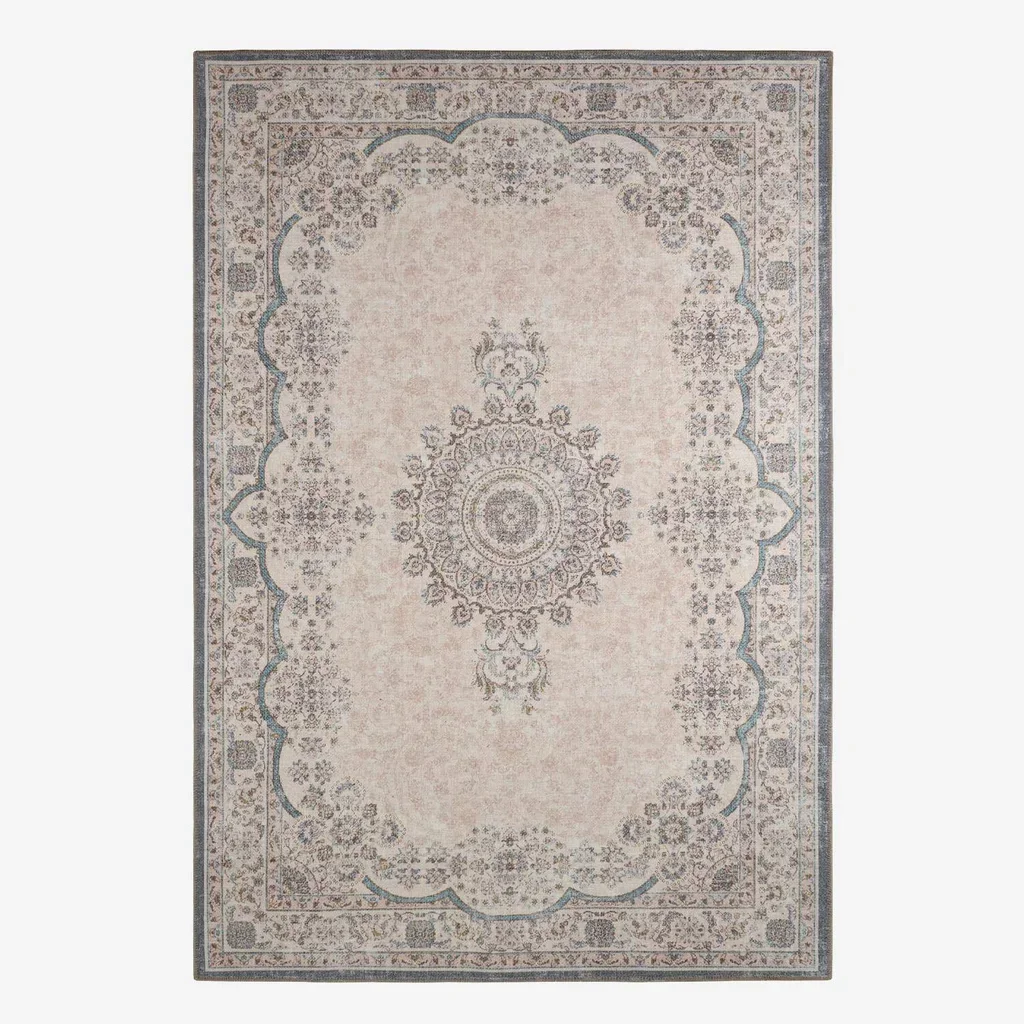 Tapis baroque rose rouge bleu intérieur vintage Melgy