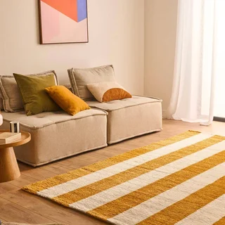 Tappeto da interno Pablo a righe ocra e bianco - stile senza tempo e caldo