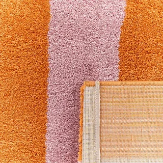 Tapete interior Pablo listras laranja e rosa macio e resistente sala quarto