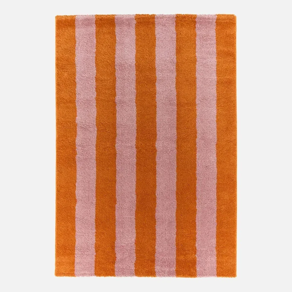 Tapis intérieur rayures orange et rose Pablo doux et coloré