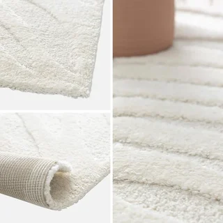 Tappeto interno color ecru con rilievo vegetale stile scandinavo Lily
