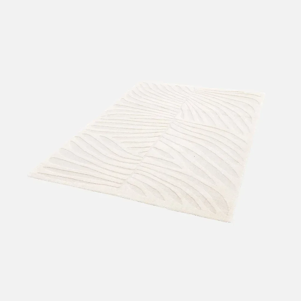Tapis intérieur relief végétal écru style scandinave Lily