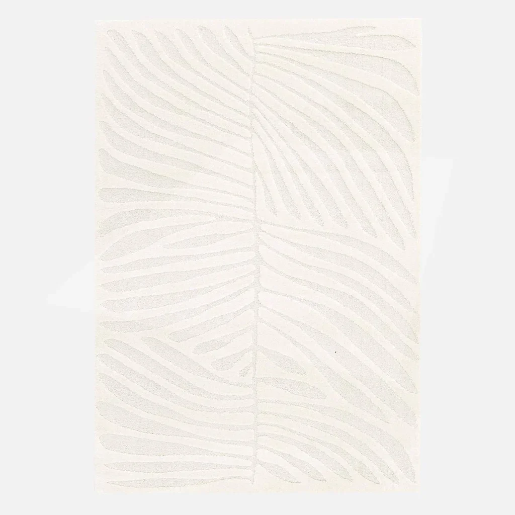 Tapis intérieur relief végétal écru style scandinave Lily