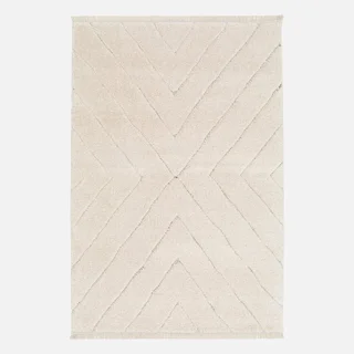 Tapis intérieur Meryl tufté crème relief berbère franges doux salon chambre