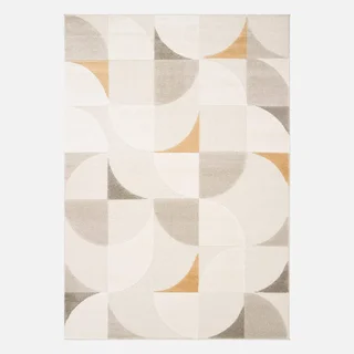 Beige vintage rug geometric patterns low pile indoor