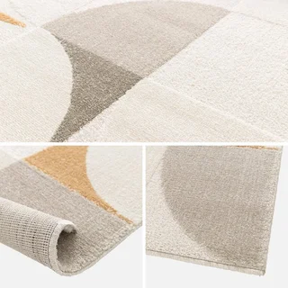 Beige vintage rug geometric patterns low pile indoor