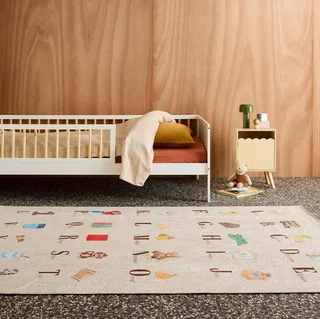 Tapis de jeu pédagogique beige alphabet enfant intérieur doux antidérapant