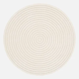 Tappeto rotondo crema motivi circolari rilievo interno elegante