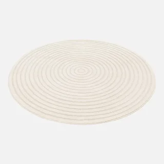 Tappeto rotondo crema motivi circolari rilievo interno elegante