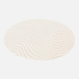 Tapis rond ondulations relief couleur crème intérieur doux élégant