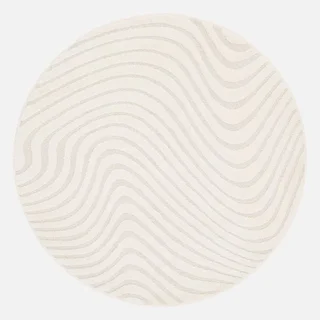 Tapis rond ondulations relief couleur crème intérieur doux élégant