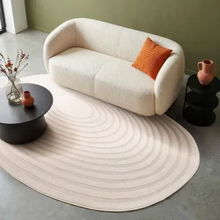 Tapis salon design galets empilés tons crème beige Amanda