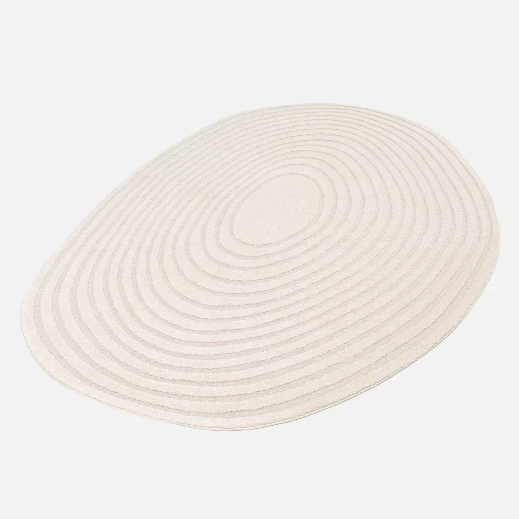 Tapis salon design galets empilés tons crème beige Amanda