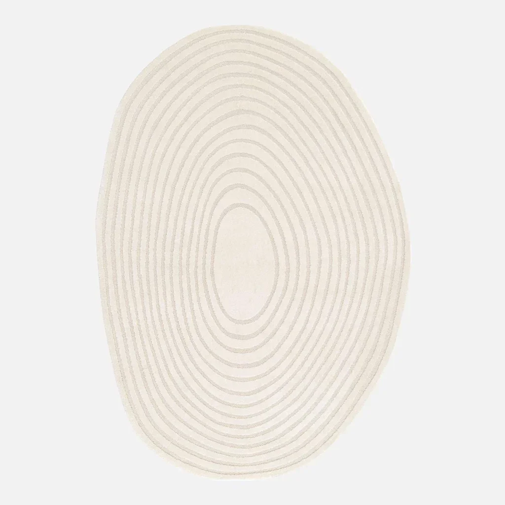 Tapis salon design galets empilés tons crème beige Amanda