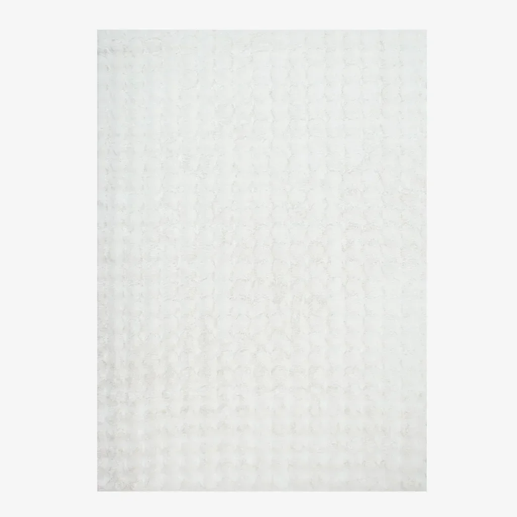 Tapis salon fausse fourrure blanc effet bubble moelleux Bumpy