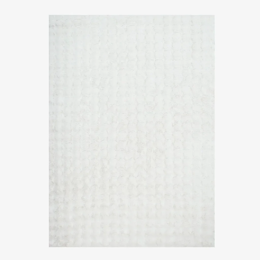 Tapis salon blanc effet fourrure bubble moelleux doux cosy