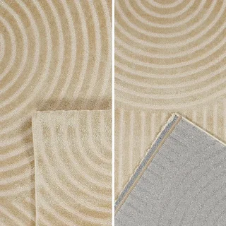 Tapis de salon Brad beige motif arches relief doux et élégant
