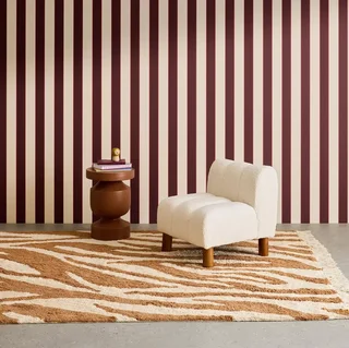 Red Brick Zebra Print Cotton Fringe Living Room Rug Josh