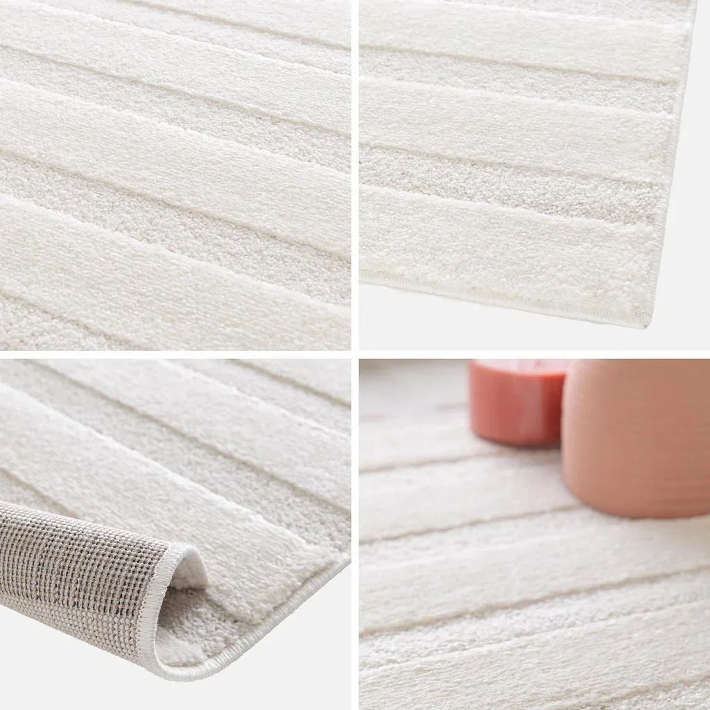 Tapis salon motifs arches couleur crème élégant doux intérieur poil ras
