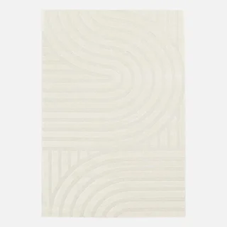 Tapis salon motifs arches couleur crème élégant doux intérieur poil ras