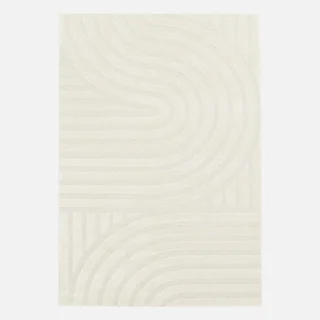 Tapis salon motifs arches couleur crème élégant poil ras