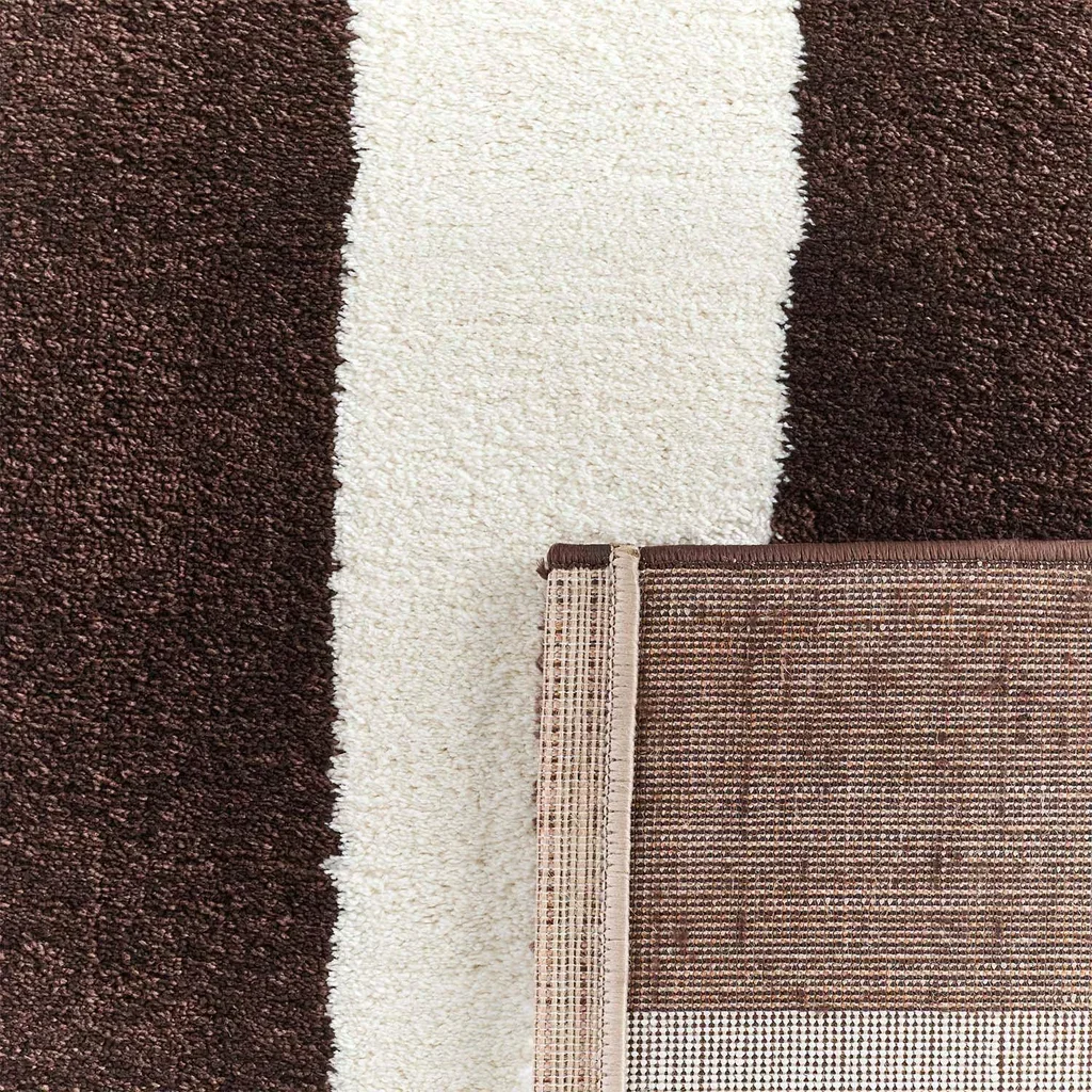 Alfombra Salón Rayas Marrón Blanco Diseño Interior Suave Resistente Pablo