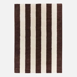 Alfombra Salón Rayas Marrón Blanco Diseño Interior Suave Resistente Pablo