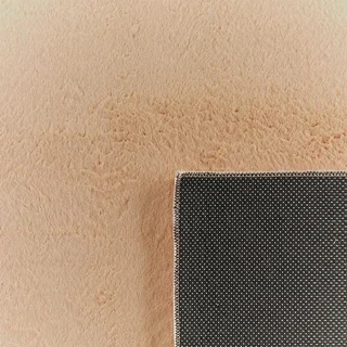 Alfombra de salón lisa beige Oscaria suave antideslizante lavable a máquina 30°C