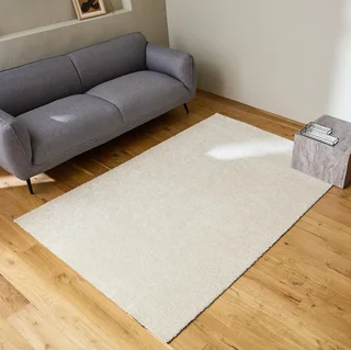 Tapis salon velours frisé crème personnalisable sur mesure