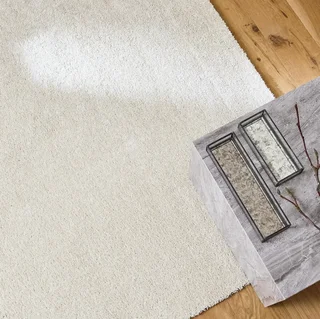 Tapis salon velours frisé crème personnalisable sur mesure
