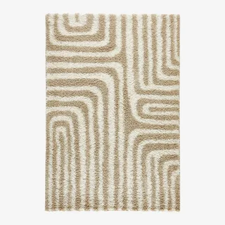 Tapis shaggy beige motifs géométriques rectangulaires confort intérieur